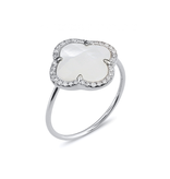 Morganne Bello Morganne Bello 3031WB111D ring met parel en diamant klaver steen witgoud