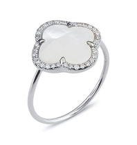 Morganne Bello Morganne Bello 3031WB111D ring met parel en diamant klaver steen witgoud