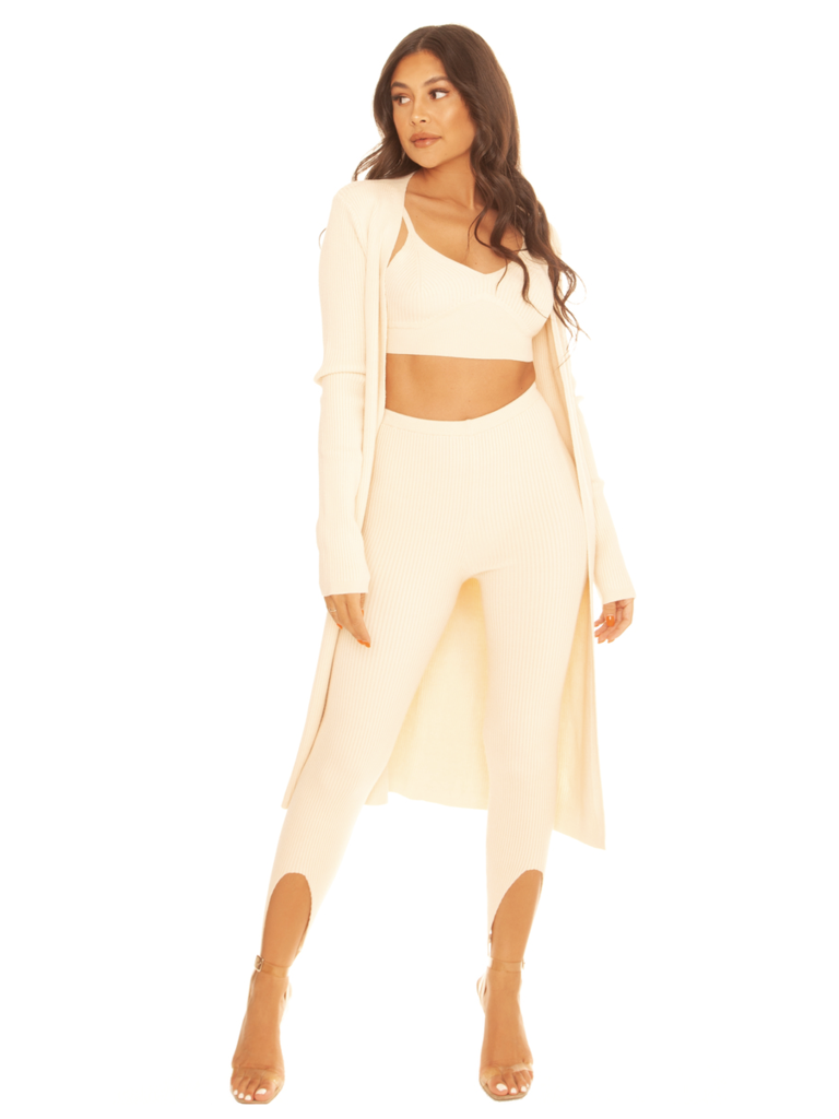La Sisters LA Sisters Knitted Ankle Strap Three Piece Creme