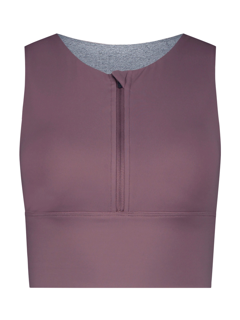 House of Gravity House of Gravity zipper crop top mauve amethyst