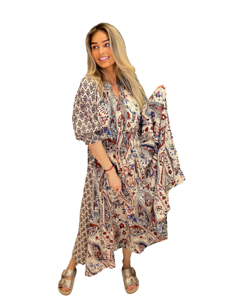 Devotion Devotion Spetses maxi jurk met print multicolor