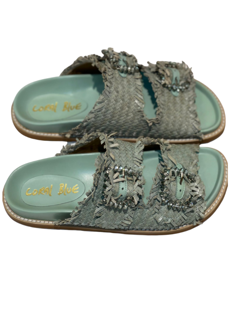 Coral Blue Coral Blue leren sandalen met gespen mint