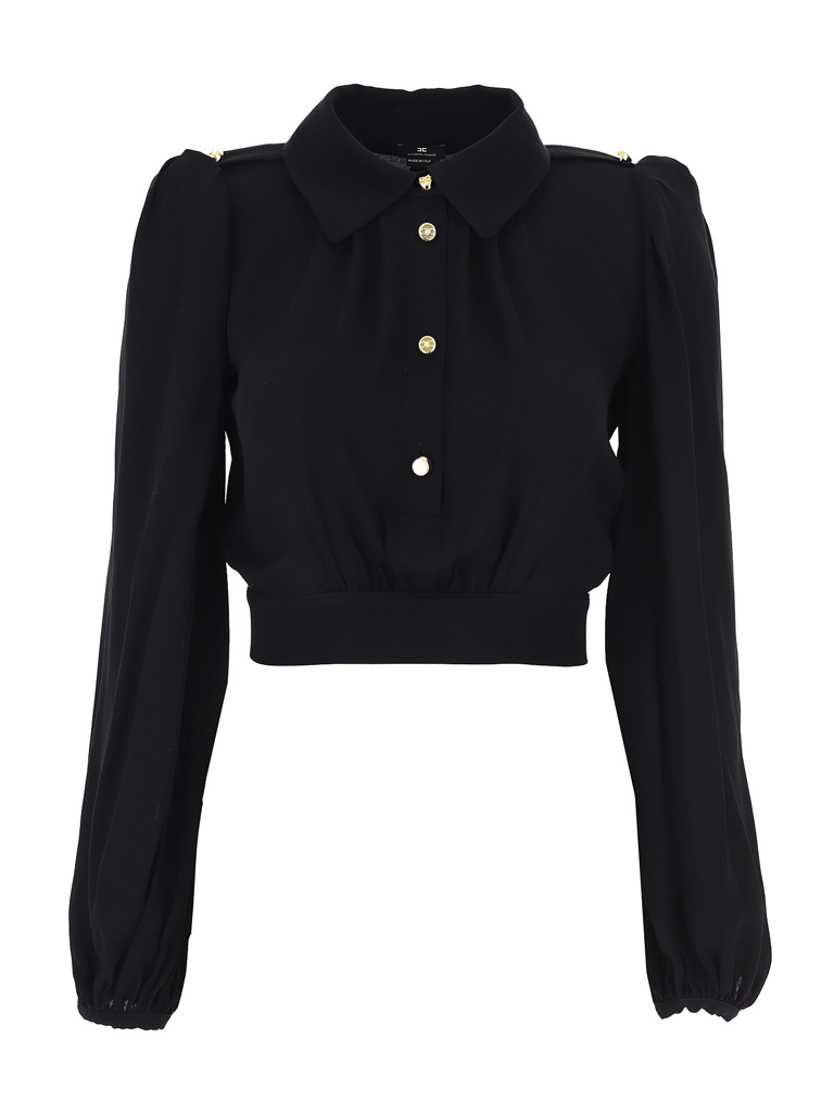 Elisabetta Franchi Elisabetta Franchi blouse openvallend rugpand zwart