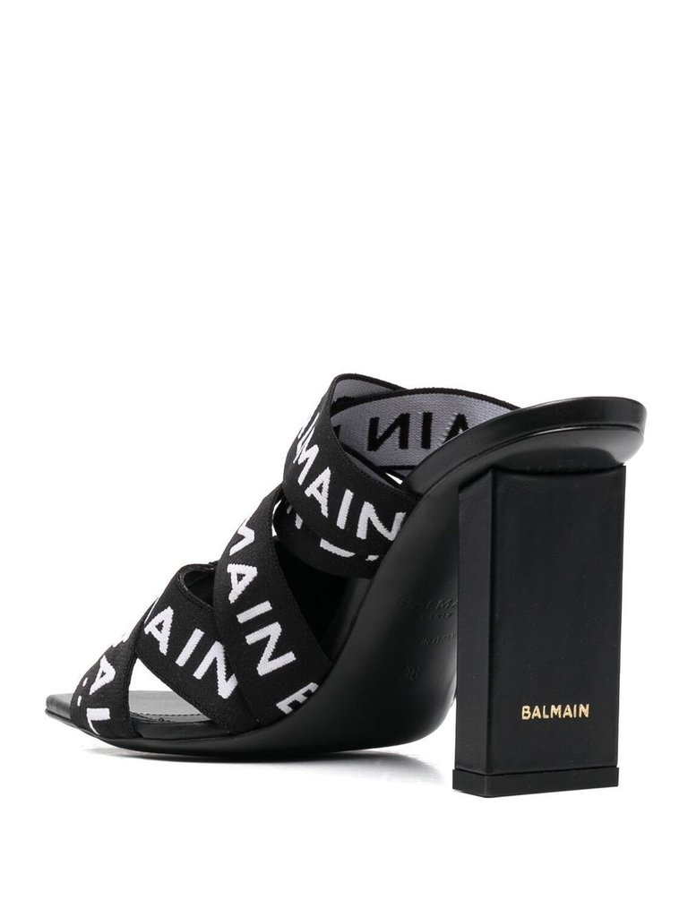 Balmain Balmain Paris sandalen met logo zwart wit
