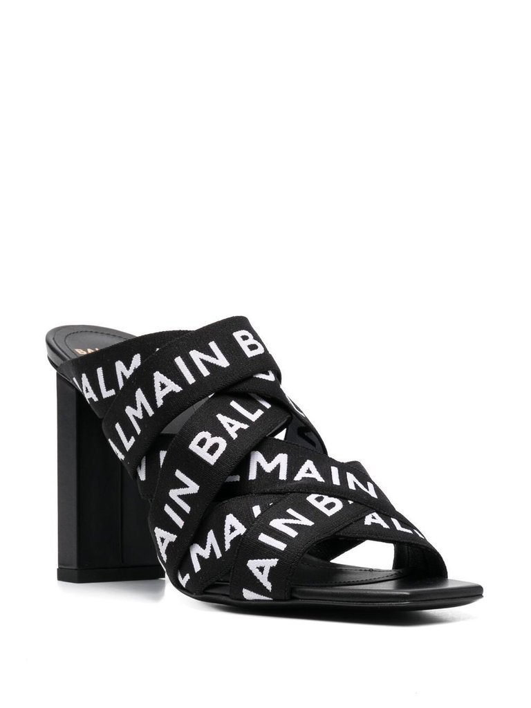 Balmain Balmain Paris sandalen met logo zwart wit