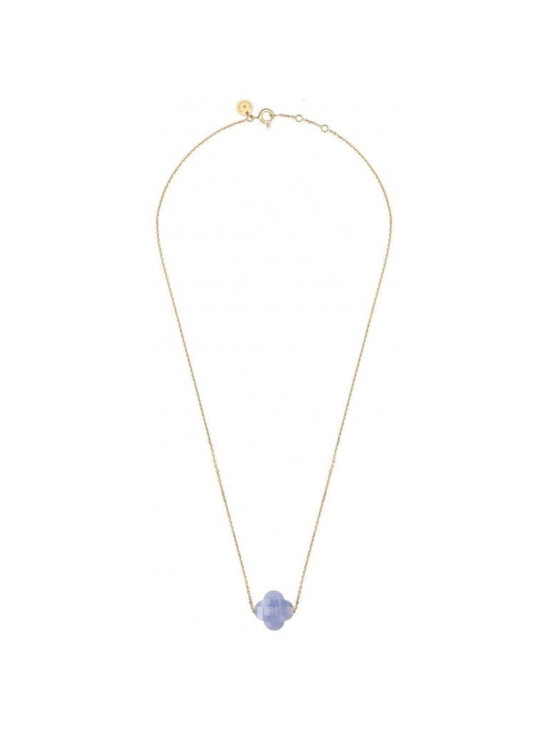 Morganne Bello Morganne Bello 1013YB1B104 klaver ketting blue lace agaat geelgoud