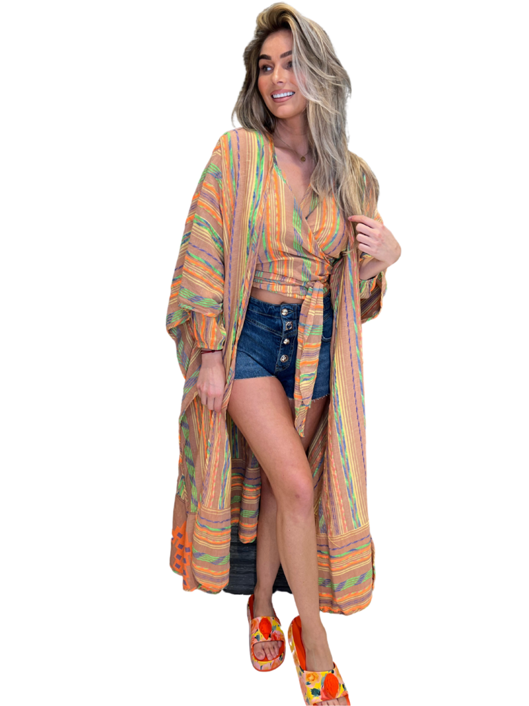 Devotion Devotion Twins 023312G Citrin kimono beige oranje