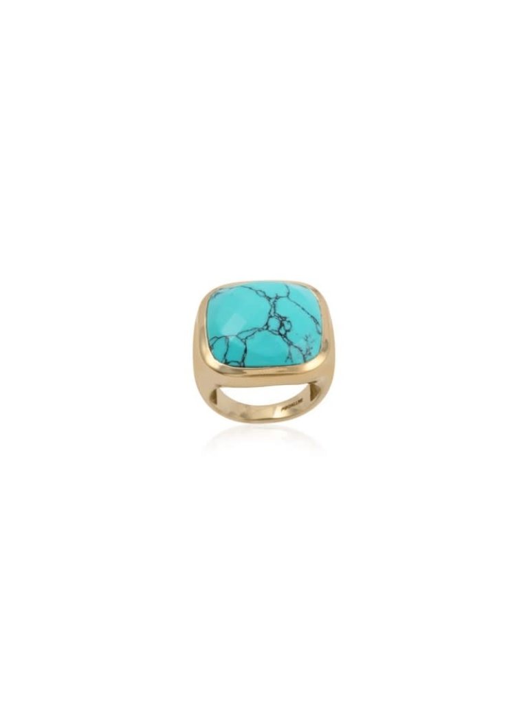 Pscallme Pscallme Ring Stone Turquoise Goldpleated