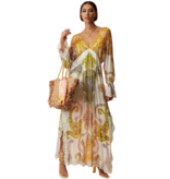 Hemant & Nandita Hemant & Nandita HN-AGRA-791 Agra kaftan multi c off white