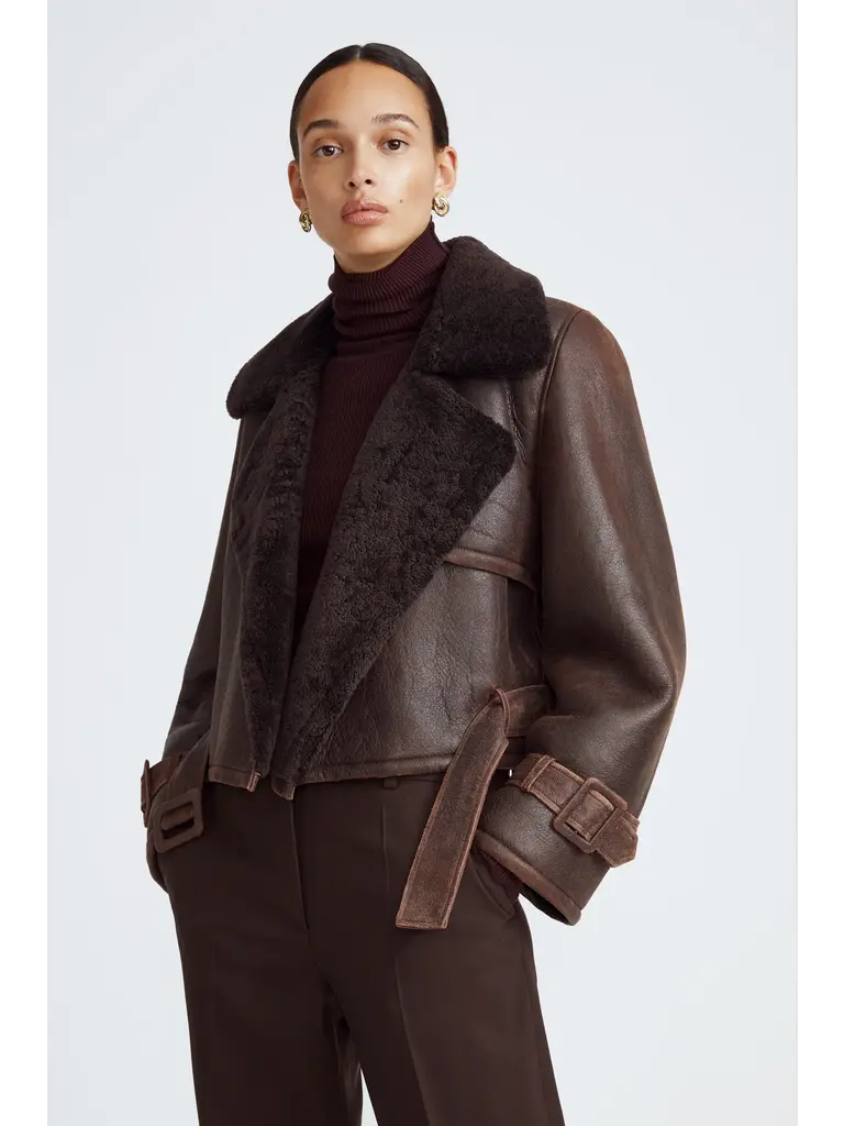 NOUR HAMMOUR Nour Hammour Hatti Shearling Dark Chocolate