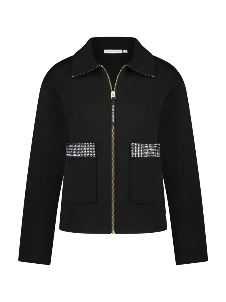 House of Gravity House of Gravity Zip Cardigan Pied de Poule