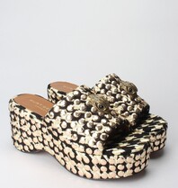 KURT GEIGER KENSINGTON WEDGE MULE-BLACK/COMB-FABRIC