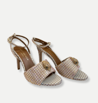 KURT GEIGER KENSINGTON SANDAL-BEIGE COMB-FABRIC