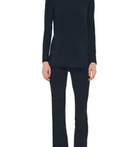 Norma Kamali Norma Kamali KK4266PL100001 LONG SLEEVE CREW TOP BLACK