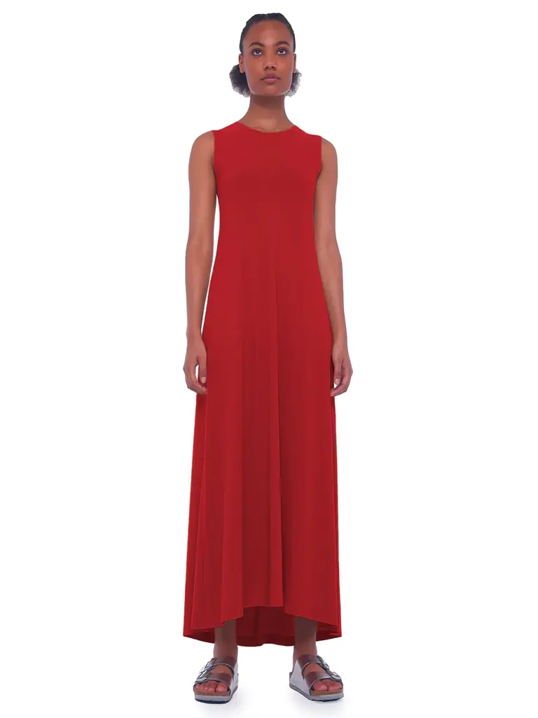 Norma Kamali Norma Kamali KK4203PL015004 SLEEVELESS LONG SWING DRESS RED