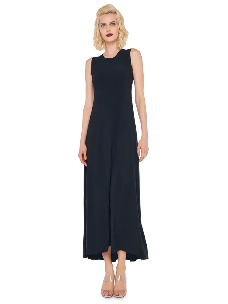 Norma Kamali Norma Kamali KK1263PL015001 SLEEVELESS LONG SWING DRESS BLACK