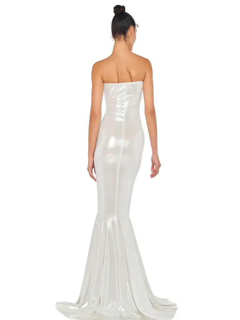 Norma Kamali Norma Kamali ST2243LMD47967 STRAPLESS SHIRRED FRONT FISHTAIL GOWN PEARL