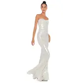 Norma Kamali Norma Kamali ST2243LMD47967 STRAPLESS SHIRRED FRONT FISHTAIL GOWN PEARL