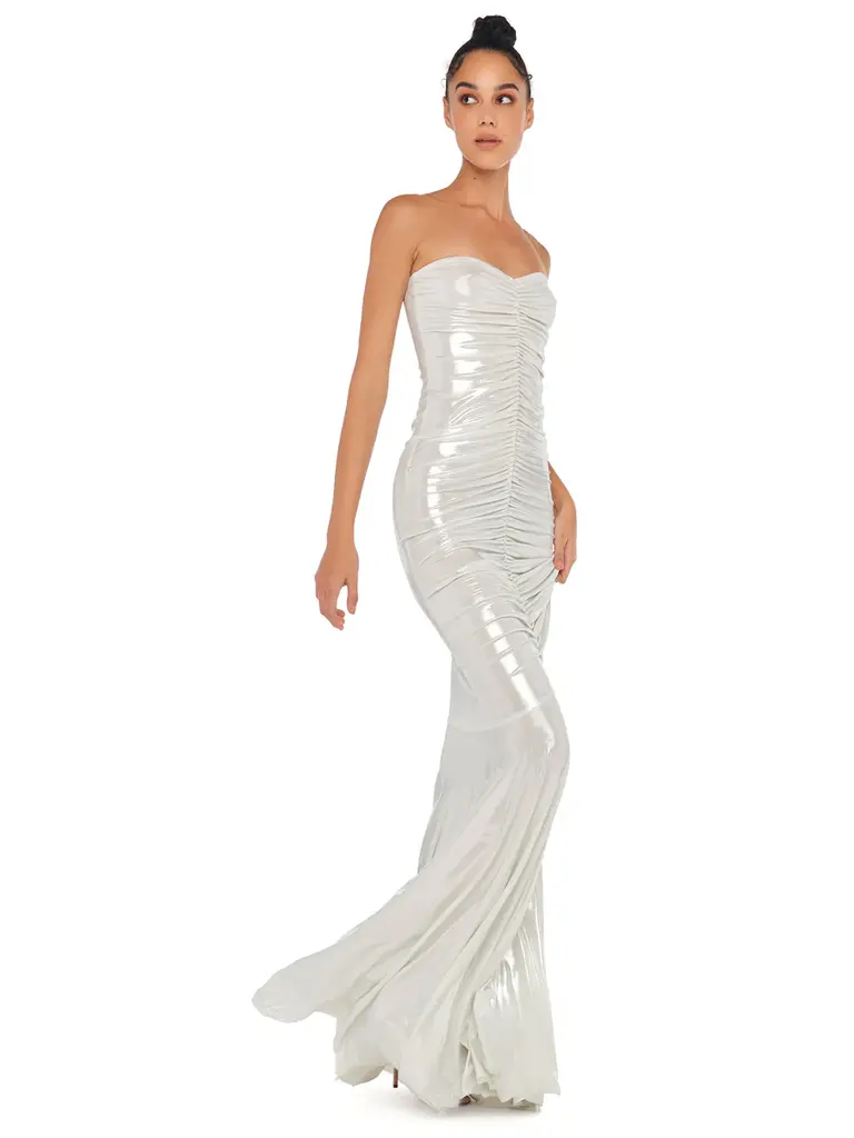 Norma Kamali Norma Kamali ST2243LMD47967 STRAPLESS SHIRRED FRONT FISHTAIL GOWN PEARL