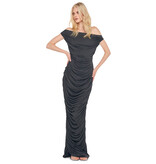 Norma Kamali NK ST2243MDE08003 DROP SHOULDER SIDE SHIRRED GOWN DARK GREY