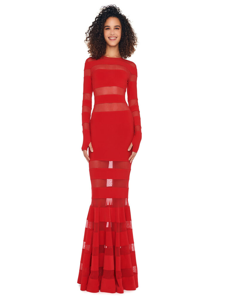 Norma Kamali NK KK4233PM808946 SPLICED FISHTAIL GOWN RED