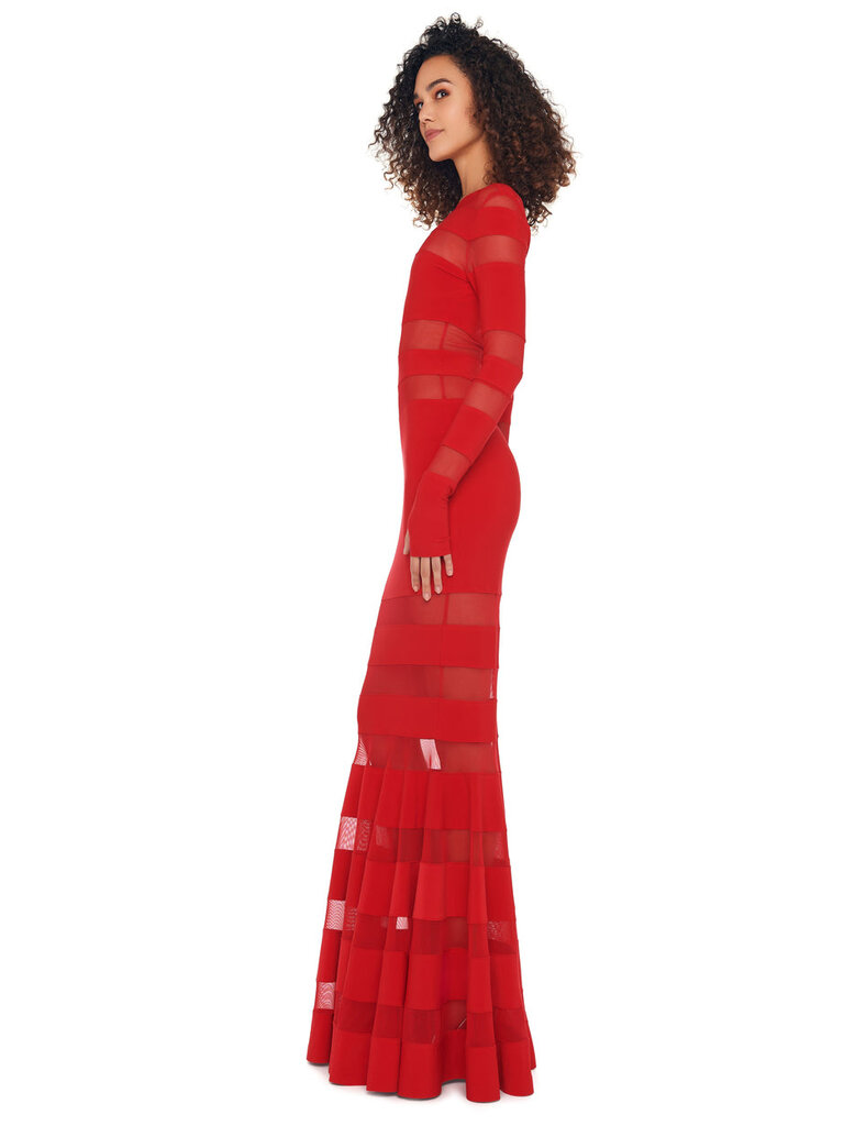 Norma Kamali NK KK4233PM808946 SPLICED FISHTAIL GOWN RED