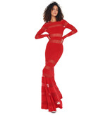 Norma Kamali NK KK4233PM808946 SPLICED FISHTAIL GOWN RED