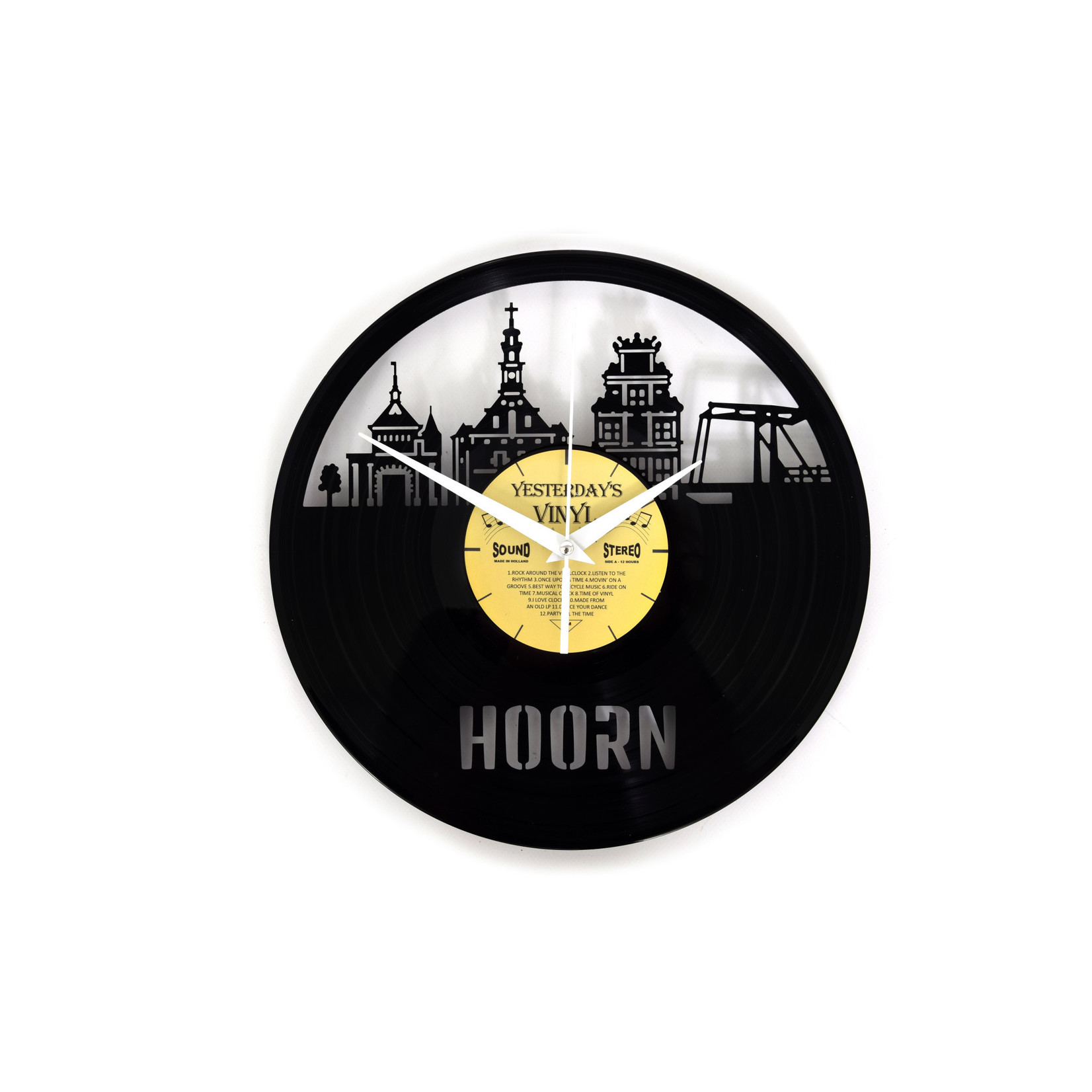 Klok "Hoorn" van gerecycled Vinyl