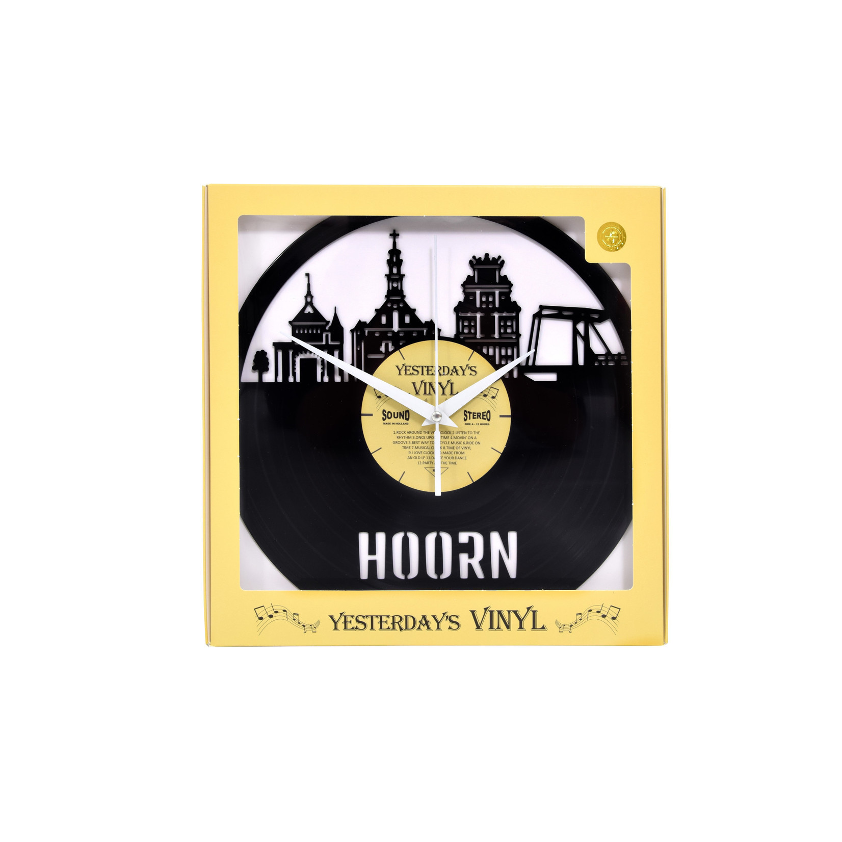 Klok "Hoorn" van gerecycled Vinyl