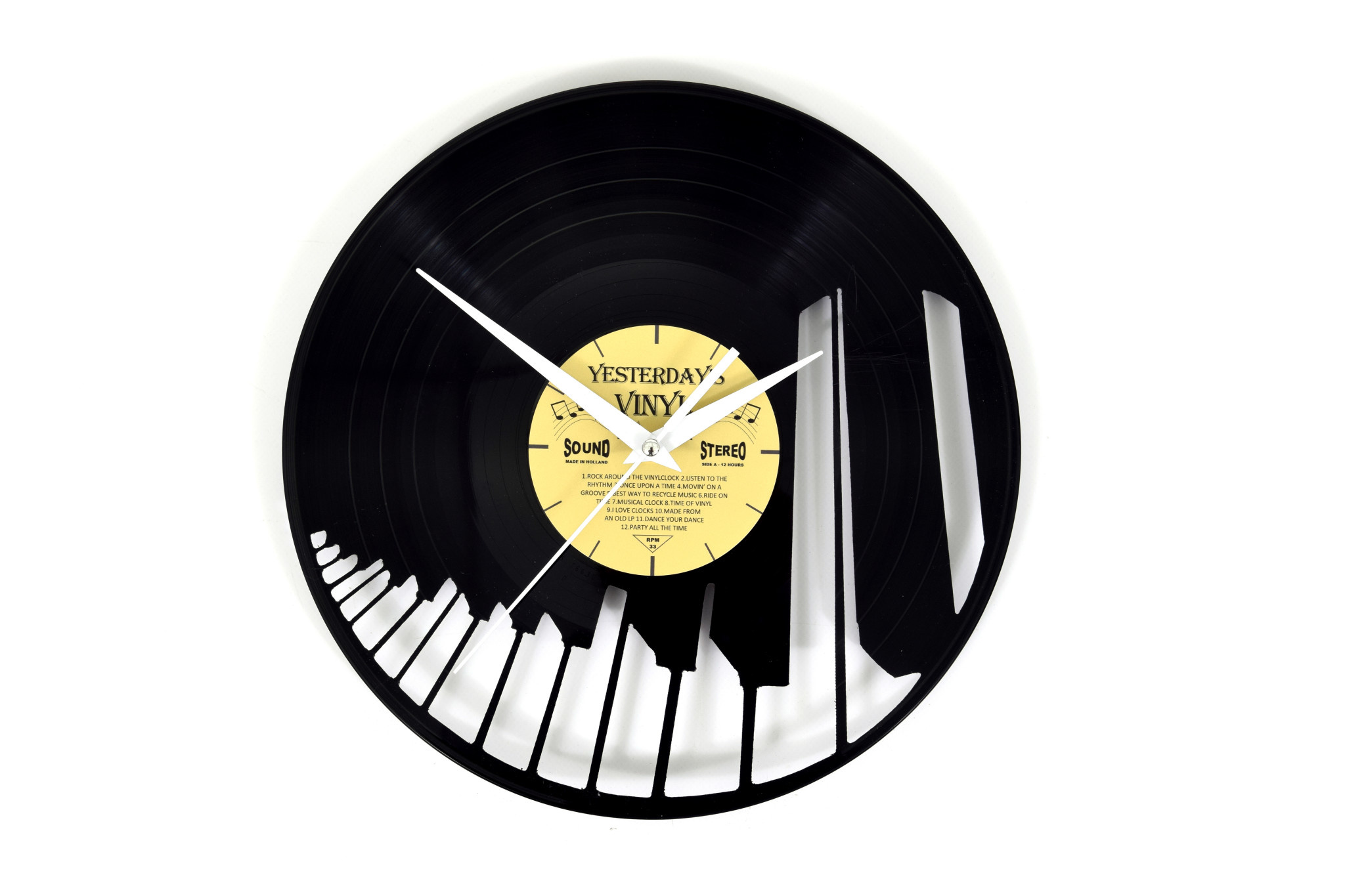 Klok "Piano" van gerecycled Vinyl - Uptown