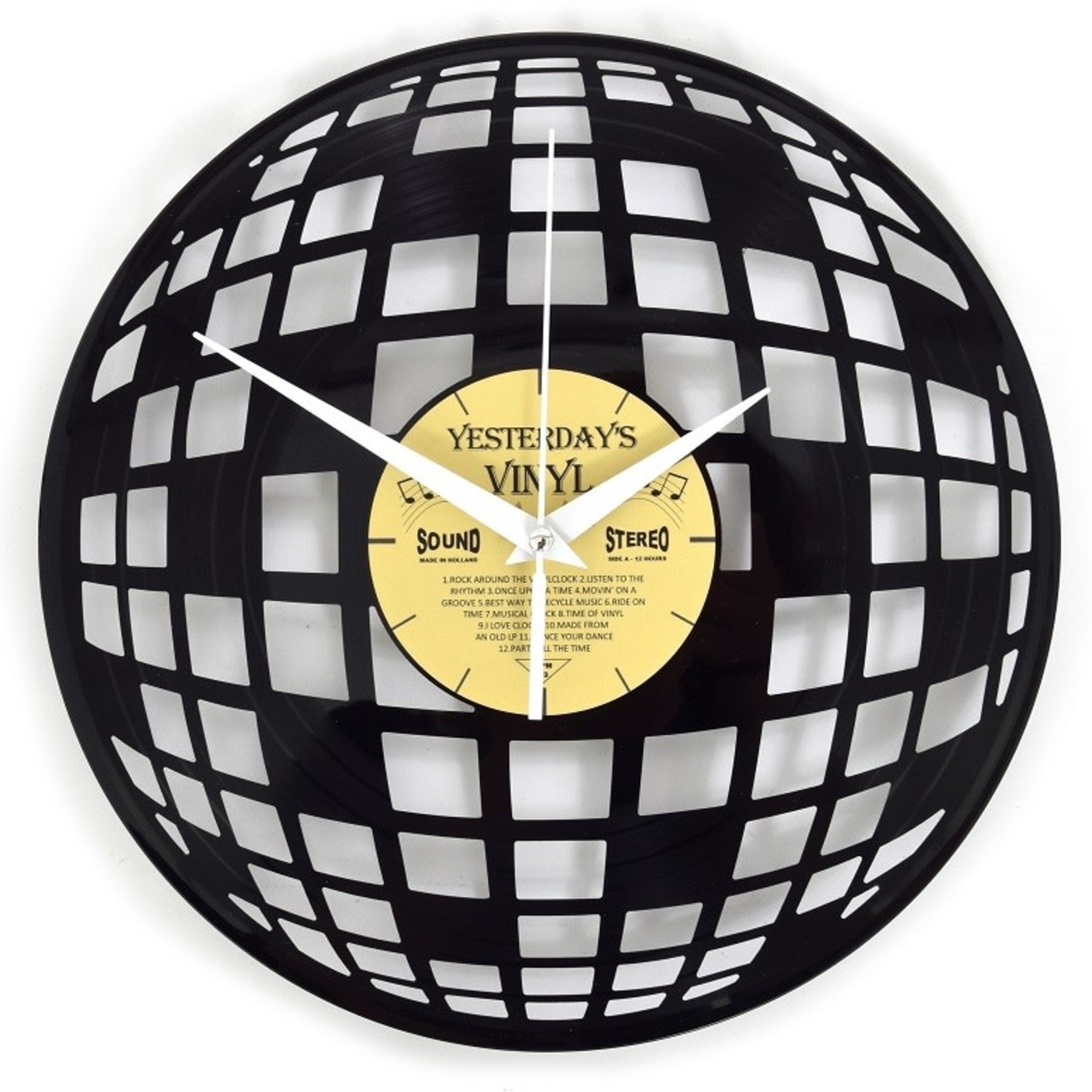 Klok "Discobal" van gerecycled Vinyl