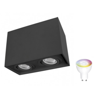 Spectrum Smart WiFi LED plafondspot dubbel kantelbaar - Cube Zwart - Bediening via de app