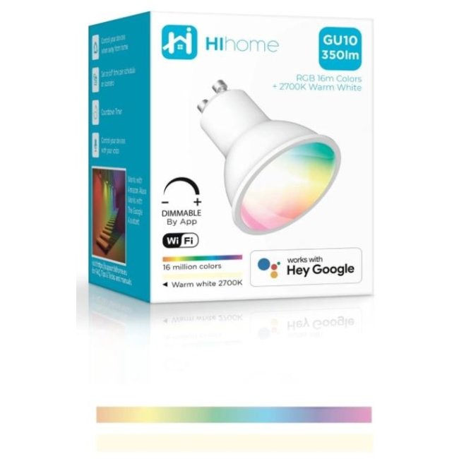 HiHome Hihome Smart LED WiFi GU10 RGB 16M Colors + Warm White 2700K