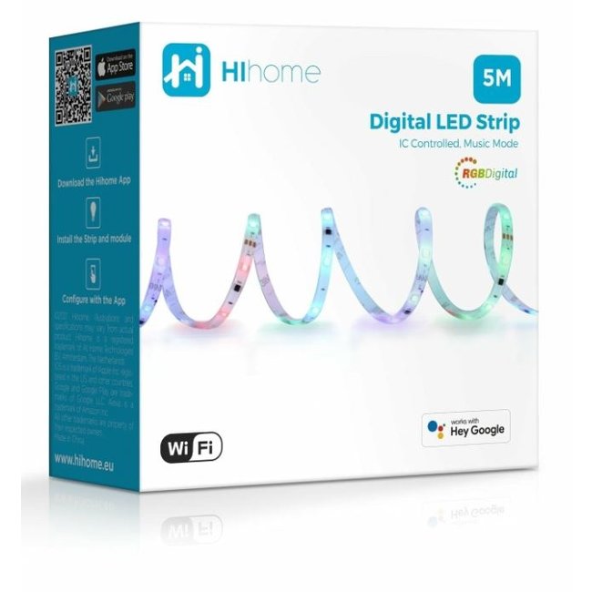 HiHome Hihome RGB Digital WiFi LED Strip met muziek functie - 5 meter