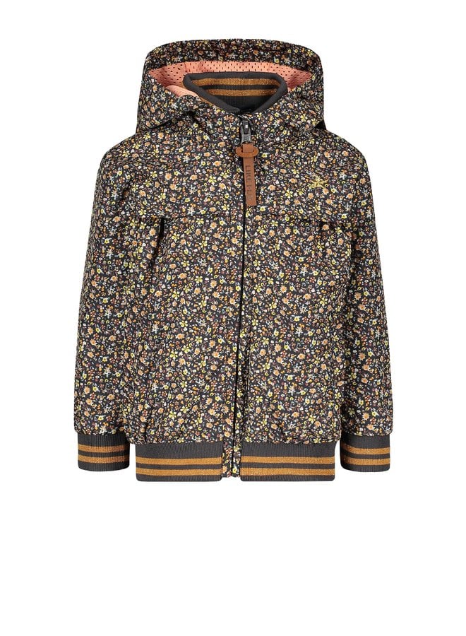 Flo baby girls hooded summer jacket | F202-7205 Black flower (098)