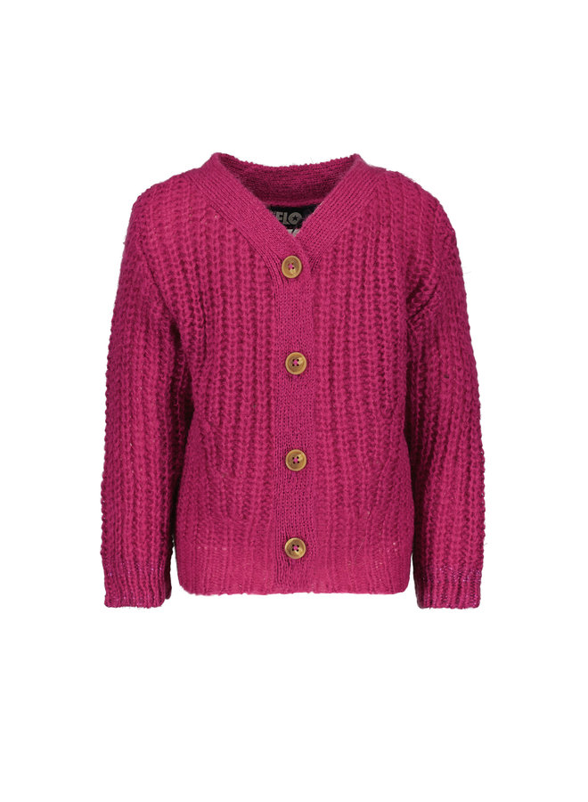 Flo baby girls knit cardigan lurex cuff | F208-7300 Cerise (245)