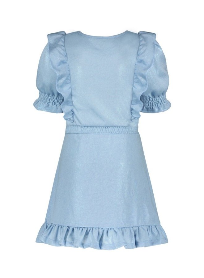 Flo girls metallic jersey ruffle dress with belt | F211-5840 Ice blue (131)