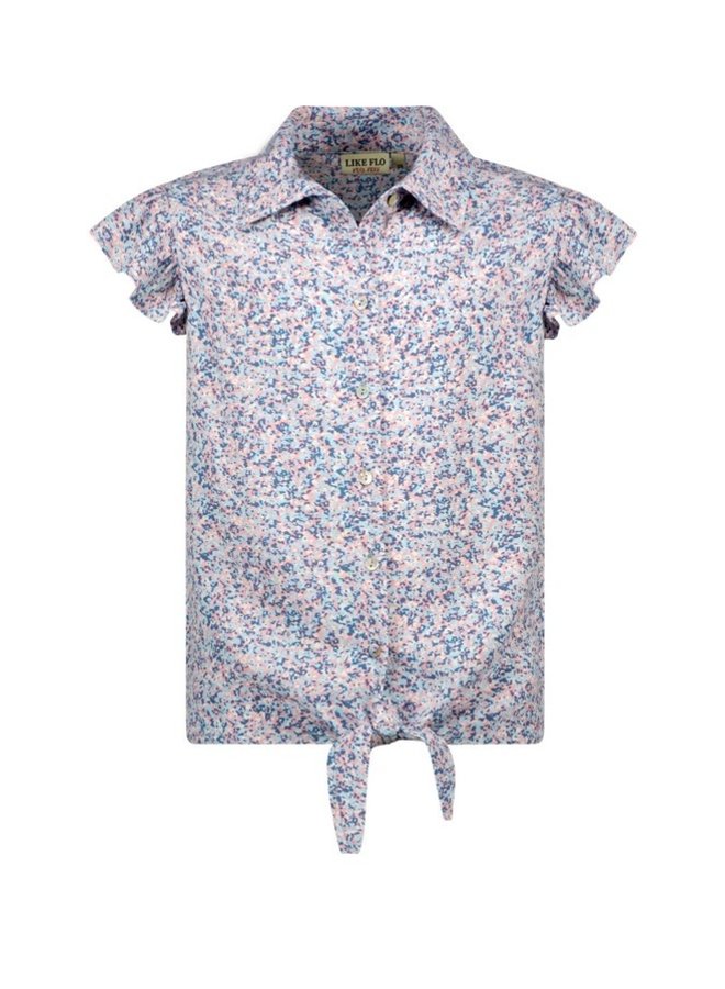 Flo girls AOP small flower knotted blouse | F211-5100 Blue flower (147)