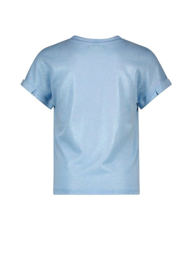 Flo girls metallic jersey ruffle tee heart | F211-5441 Ice blue (131)