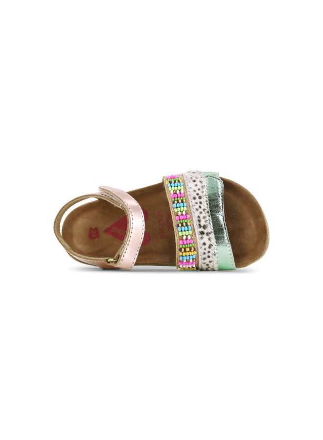 IC23S004-A Sandals | Pink Multi Straps