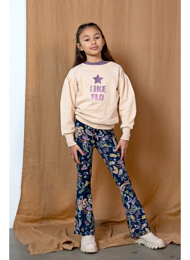Flo girls crepe jersey flare pants with AOP paisley F308-5655 | Paisley 970 (W23)