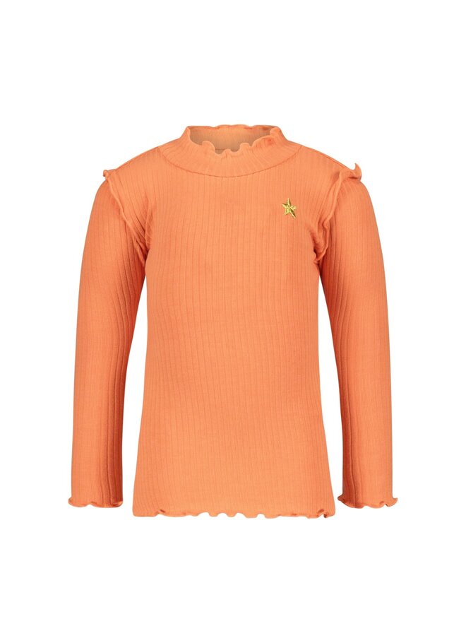 Flo baby girls solid rib rollneck F308-7424 | Soft orange 274 (W23)