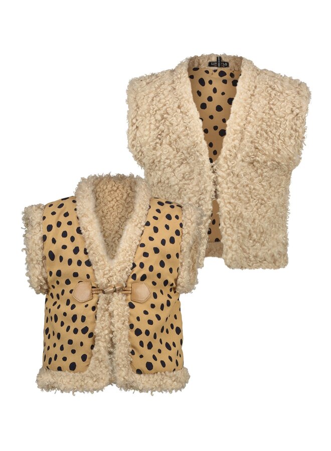 Flo baby girls reversible curly-dot fur gillet F308-7381 | Kit 050 (W23)