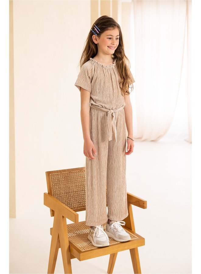 F311-5000 Flo girls velvet plisse jumpsuit | Champagne (006) S24