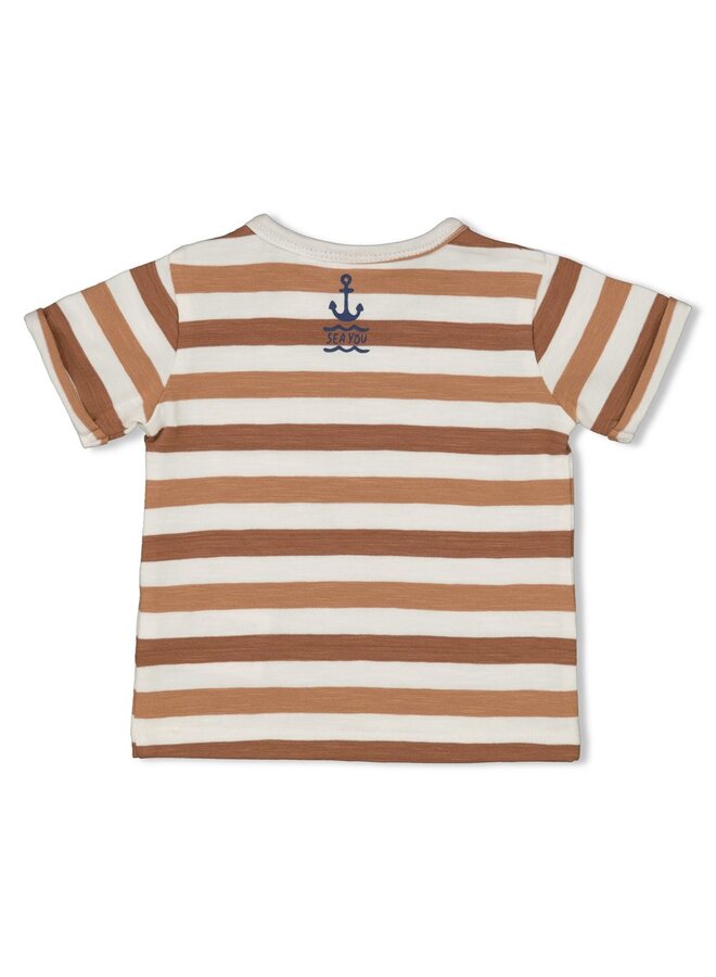 T-shirt streep - Let's Sail (Bruin) | 51700838