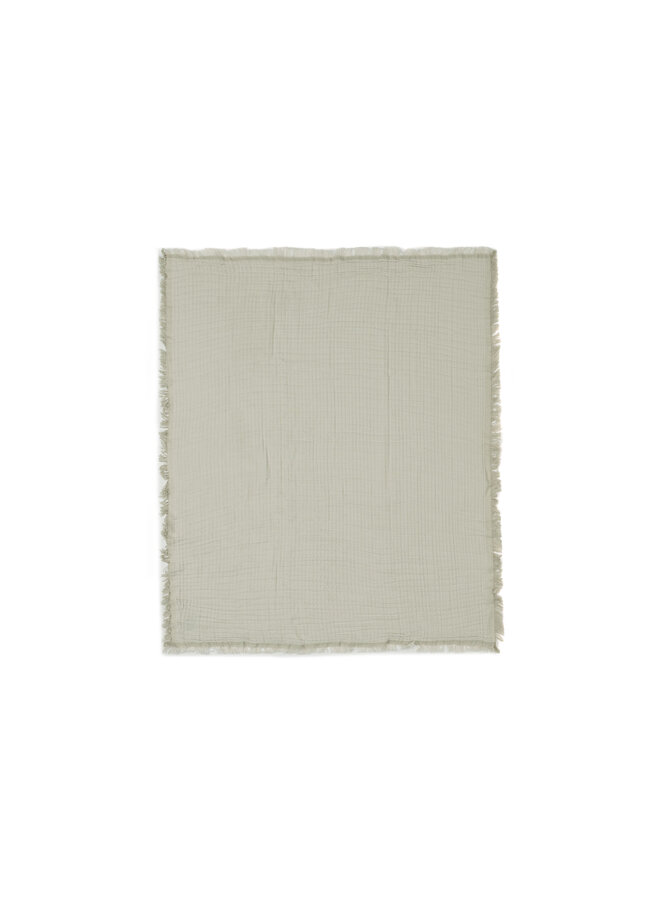 Deken Wieg 75x100cm Fringe | Olive Green/Ivory GOTS