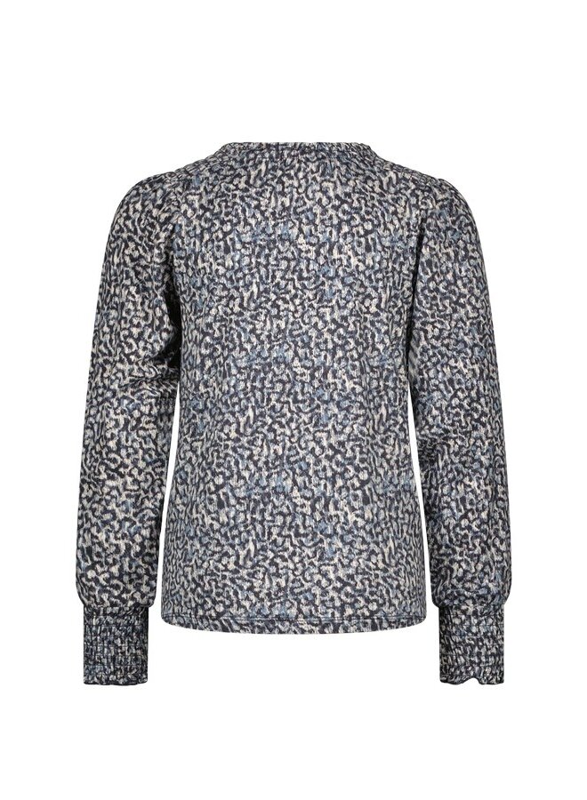 F408-5407 Evy Flo girls top with elasticated cuff and shoulder | Window maze (926) W24