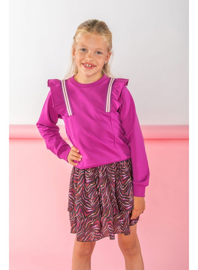 Sara B.Nosy girls sweater with ruffles Y408-5320 | Electric purple 604 (W24)