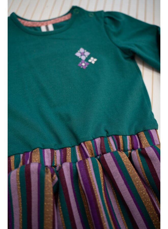 Dakota B.Nosy mini girls dress stripe  Y409-7826 | Storm green 386 (W24)