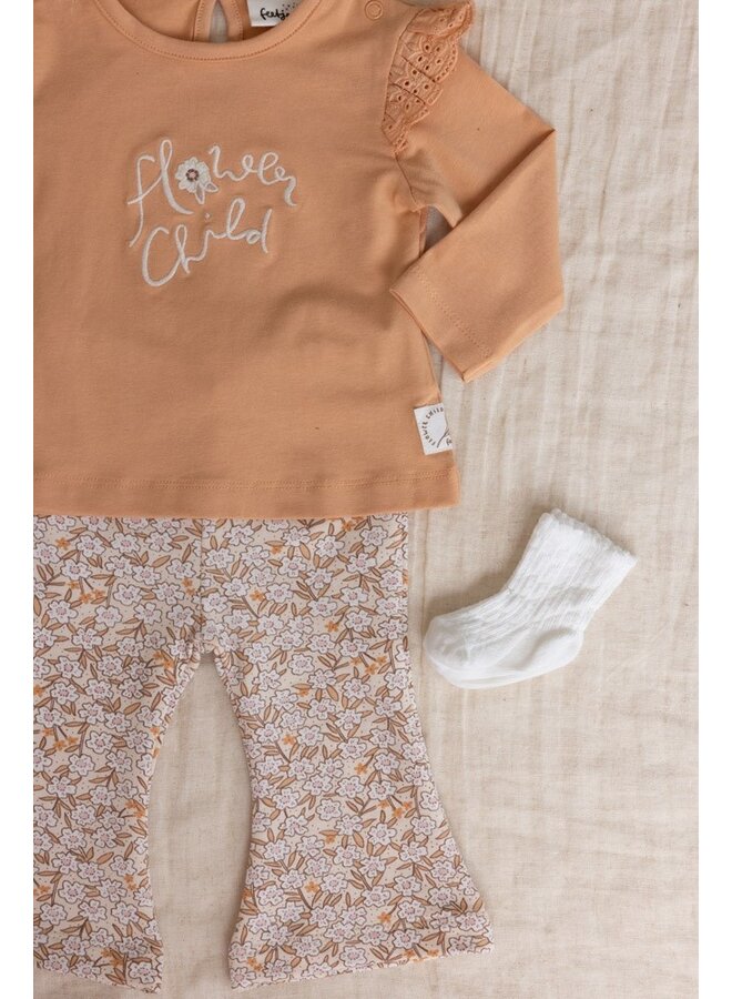 Longsleeve - Flower Field (Abrikoos) | 51602543